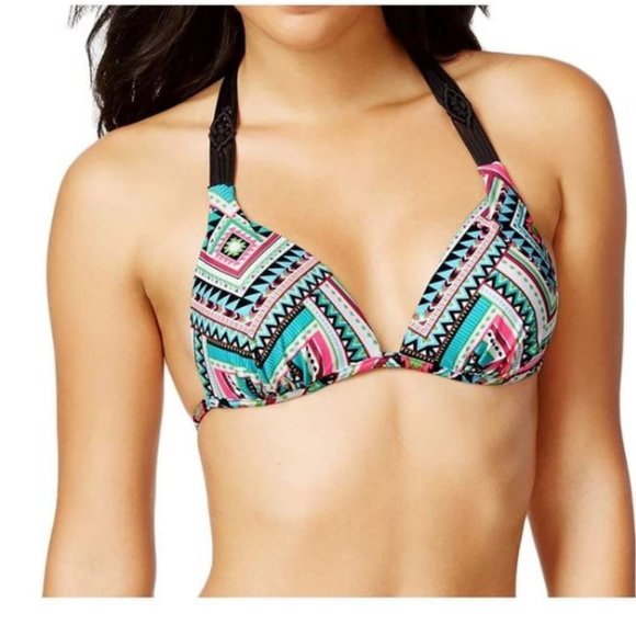 Hula Honey Neon Aztec Push Up Triangle Bikini - Picture 1 of 5